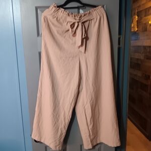 SHEIN Tan Tie-Waist Wide Leg Pants